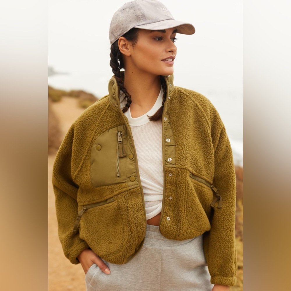 NWT FP Movement Free People Hit The Slopes Fleece Jacket Army Green XS - Picture 2 of 12